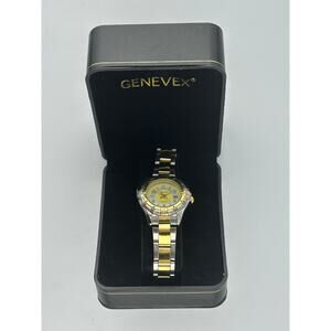 Genevex Quartz Date Watch 3ATM 100ft water resistant Golden & Silver Color